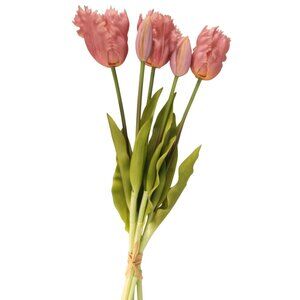 Artificial Tulip Bouquet 15 Inch Set of 5 Faux Spring Flowers Easter Wedding Hom